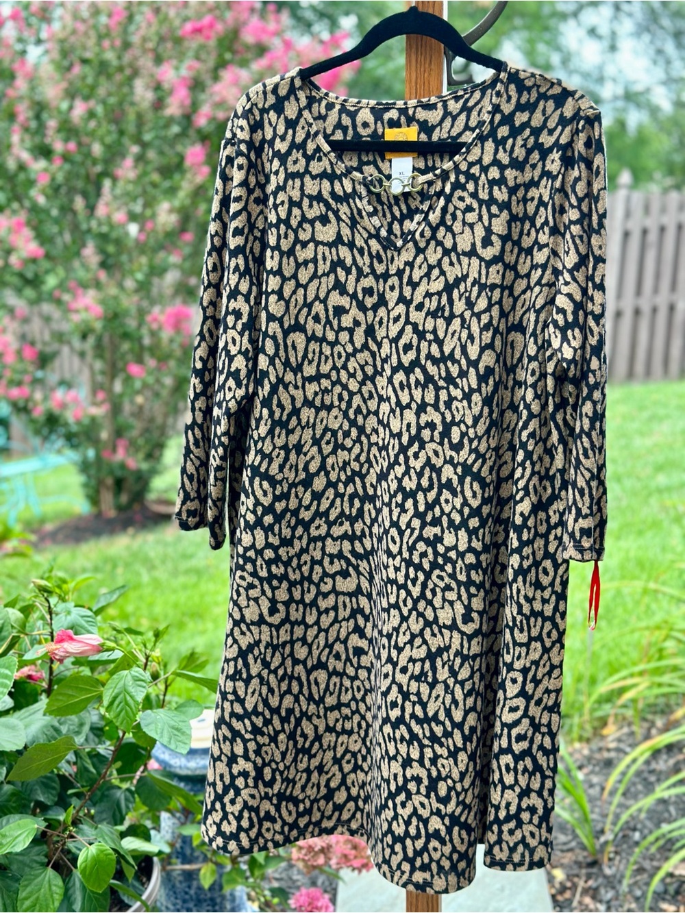 Ruby Rd NWT Leopard Print Knit Dress XL Gold Black
